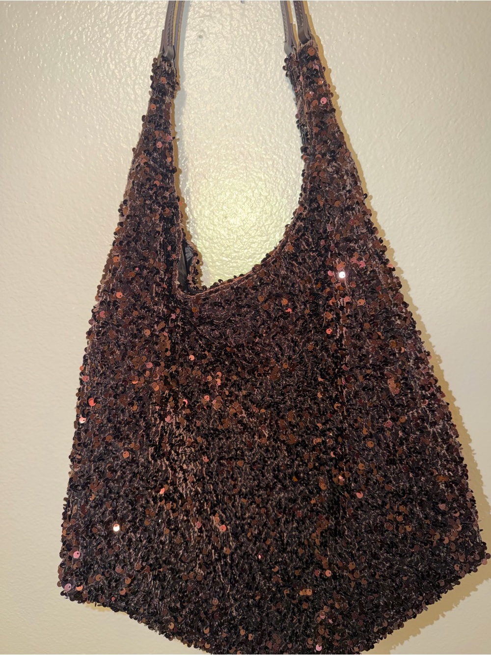 Zara Brown Sequin Shoulder Tote